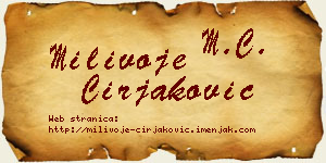 Milivoje Ćirjaković vizit kartica